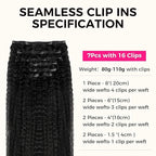 Lashey Seamless Clip in Hair Extensions Human Hair #1 Jet Black 22 Inch 110g 7pcs Kinky Straight Human Hair Clip in Hair Extensions with Soft PU Weft