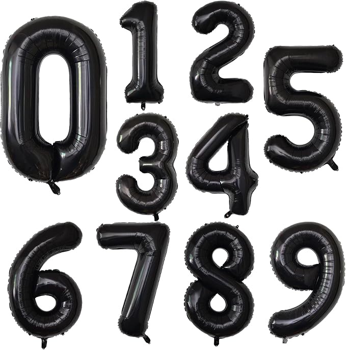 Number Balloons Black Party Balloon - Image 7