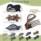 10 Pcs Flat Hair Clips for Women, Lay Flat Claw Clips French Glossy Claw Clips for Thick & Thin Hair No-Slip Hair Claw Strong Hold Barrettes Hair Clamps for Women