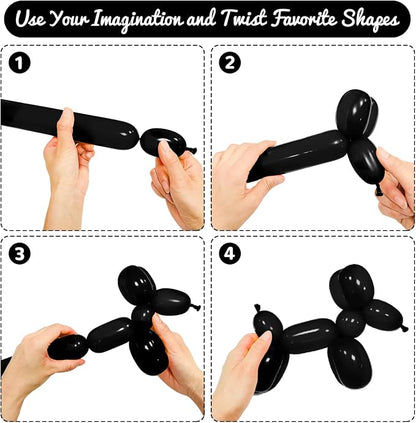 100Pcs Black 260 Balloons, Long Balloon - Image 4