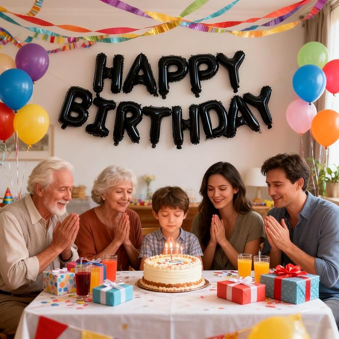 16" Happy Birthday Foil Letter Balloons Banner Set | Alphabet Balloons - Image 5