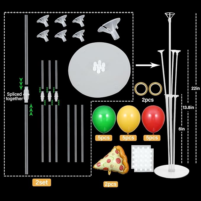 Pizzas Party Balloons Stand Kit 2 Sets - Image 2
