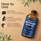 Mint Rosemary Oil for Hair Growth 2 fl oz – Lightweight, Non-Greasy Formula with Peppermint – Strengthens Strands for Healthier, Thicker Look – Nexon Botanics