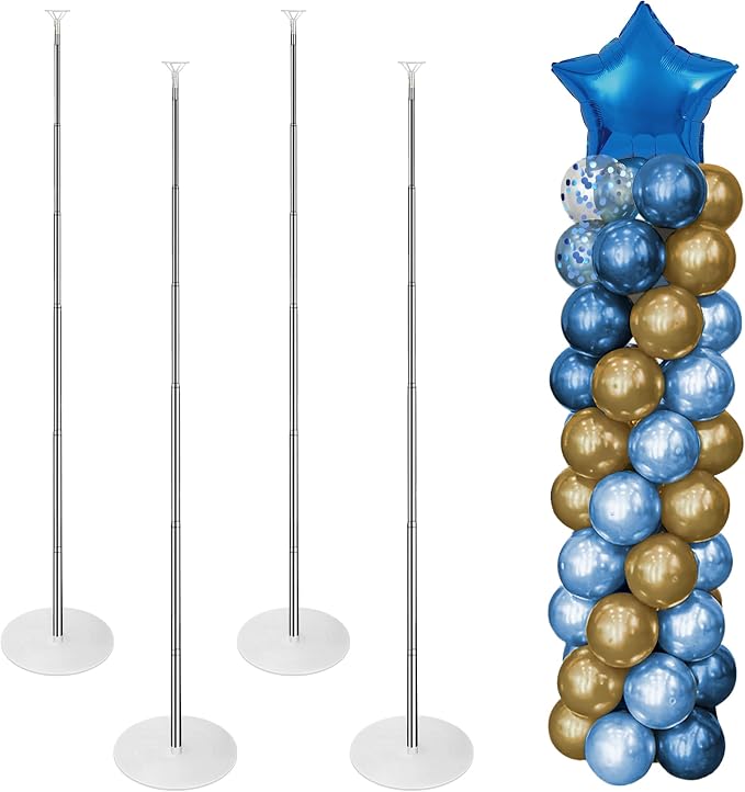 4 Sets Metal Balloon Stand, Balloon Arch Kit of 4, 7 Feet Adjustable, Event by Unknown
