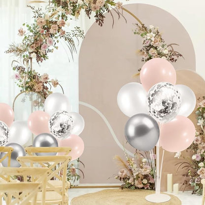 ZJDHPTY 4Set Silver Pink Balloon Stand Girl Baby Shower Decorations | Table - Image 4