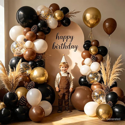 Brown Black Gold Balloon Arch Kit, Party Decoration | Sand White, - Image 4