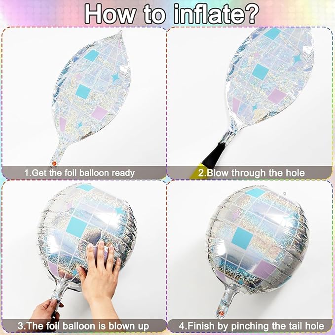 Disco Ball Balloons for 70s 80s Disco Party Decorations, 22 Inch Large 4D - Image 4