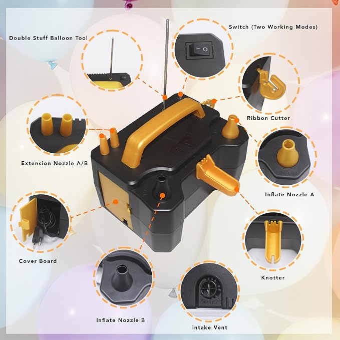 3-in-1 Balloon Electric Inflation & Vacuum Electric Pump | Fast - Image 2