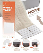 Sunny Hair Tape in Hair Extensions Human Hair 14inch Hair Extensions Real Human Hair Tape in Extensions for Women Platinum Blonde Invisible Natural Straight Skin Weft Double Sided Tape 40pcs 100g