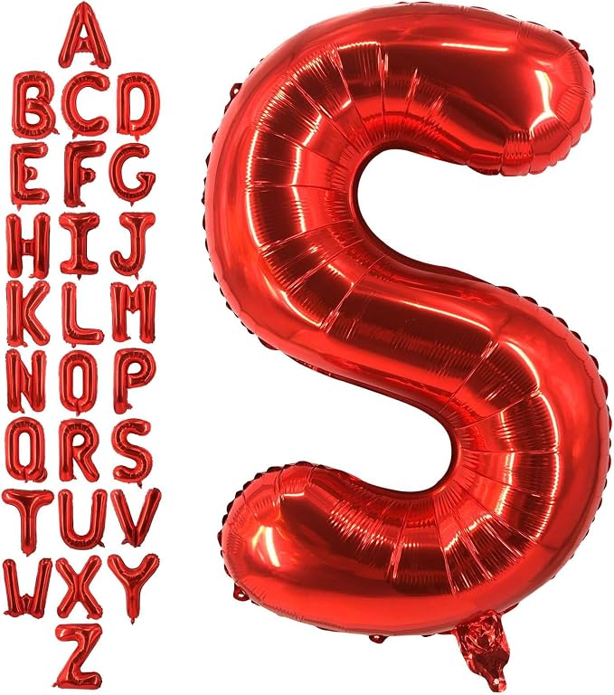 40 Inch Red Letter S Balloons, DIY Phrase Foil Alphabet Letter S Balloons DIY by LHOAVWE