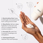 OUAI Thick Hair Shampoo and Conditioner Set - Sulfate Free Shampoo and Conditioner for Thick Hair Care - Moisturizes, Strengthens & Fights Frizz - Made with Keratin & Shea Butter (10 Fl Oz)