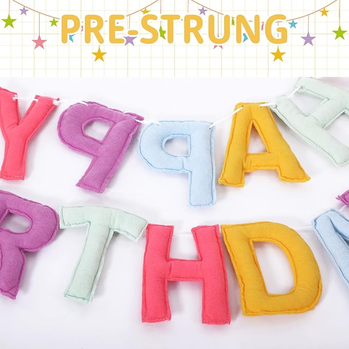 Felt Happy Birthday Garland Rainbow Banner Reusable Happy Birthday Sign Party - Image 5