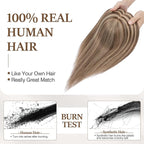 Rich Choices Hair Toppers for Women Real Human Hair 100% Human Remy Toppers NO Bangs with Thinning on Top Clip in Hairpiece 4"x4.7"Lace Base 10 Inch #4P27 Medium Brown Highlights Dark Blonde