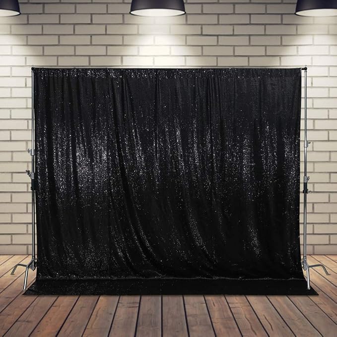 Juya Delight Black Sequin Backdrop, 10FTx10FT NO See-Through Photobooth by JuyaDelight