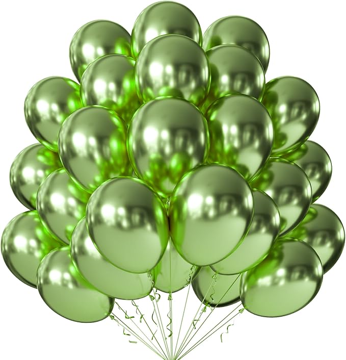 10 Inch Metallic Lime Green Balloons by KALOR