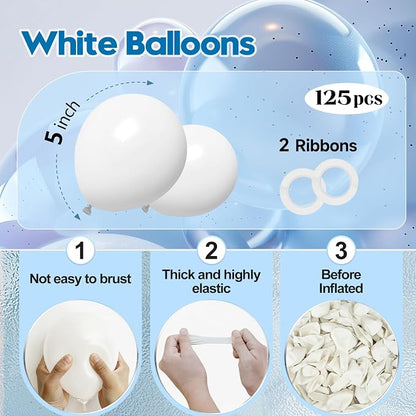 White Balloons 125pcs 5 Inch White Birthday Balloons - Image 2