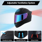 Full Face Motorcycle Helmets for Adult Men Women, DOT Approved Street Bike Racing Helmet Dual Visor Quick Release Buckle, Motorbike ADV Moped Helmet with Extra Clear Visor