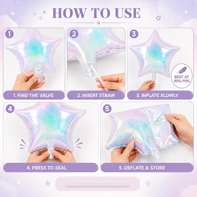 Iridescent Star Balloons, Baby Shower, Graduation, Engagement and Anniversary - Image 3