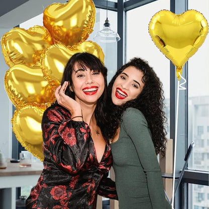 Gold Heart Balloons, 18inch Bright Gold Heart Shaped Foil Balloons 12Pcs Helium - Image 7