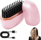 Mini Hair Straightener, Rechargeable Wireless Portable Hair Straightener Brush, 3-Speed Temperature Control, Anti Scald Shell, Lightweight & Portable for Travel (Pink)