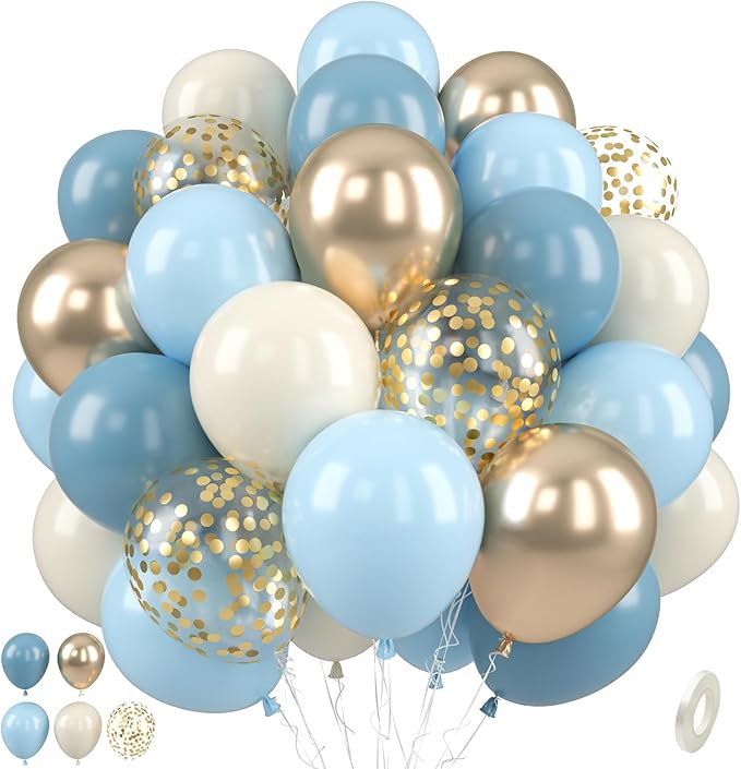 Paready Dusty Blue Balloons, Baby Shower Balloon, 12 Inch Sand White Retro Ice by Paready
