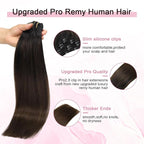 Pro2.0 Remy Clip in Extensions Real Human Hair Color #1BT4 Natural Black Fading to Middle Brown Remy Clip in Hair Extensions Real Human Hair 18inch 120g Thick 7pcs Double Weft（#1BT4-18inch）