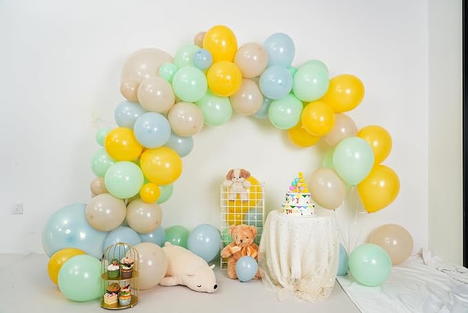 Green Blue Yellow Balloon Arch Kit, Boho Balloon Garland - Image 3