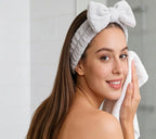 6 Pcs Fluffy Spa Headbands with Bow Style, Soft Coral Fleece for Face Washing, Makeup, Shower, and Yoga