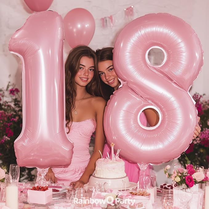 RainbowQ Pink 14 Balloon Number 40 Inch 0-40 Foil Large Balloons | Big Mylar 14 - Image 6