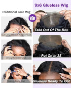 9x6 SKINLIKE Real HD Lace Closure Wig, Water Wave 180% Density 0.10mm Ultra-thin Swiss Lace Pre-plucked Bleached Small Knots With Baby Hair Glueless Wigs Human Hair Wigs 20 Inch