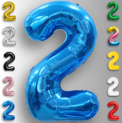 Blue Number Balloon 2 Mylar Foil Balloons 16 inch - Image 6