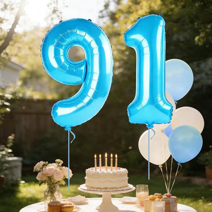 40 Inch Number 91 Balloons for 91st Birthday Party Decorations, 0-100 Jewelry - Image 3