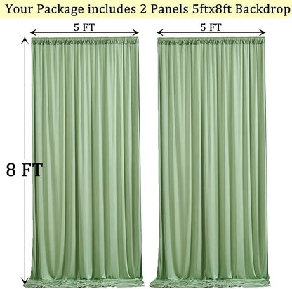 10x8ft Wrinkle Free Sage Green Backdrop Curtains - Image 5
