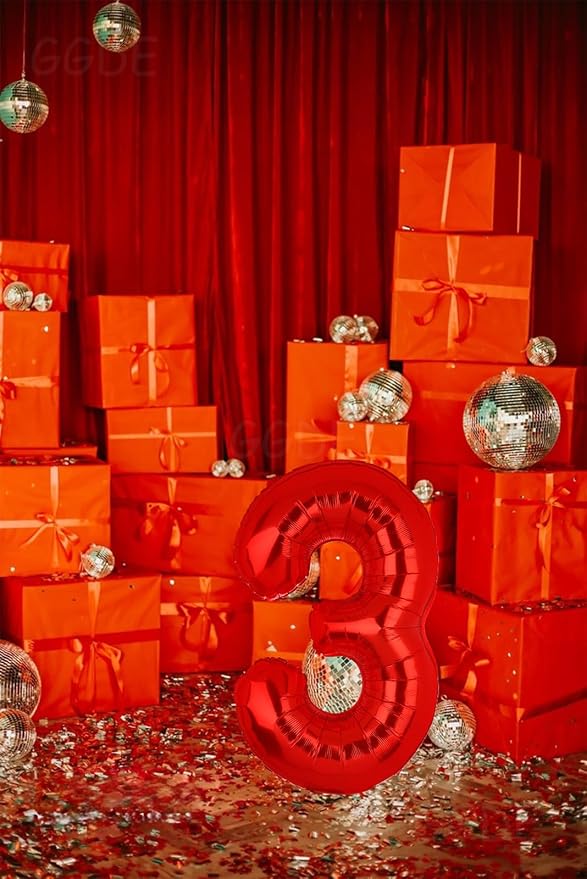 40 Inch 3 Red Number Balloons Mylar Foil Balloons 3rd Birthday Party Decor | - Image 5