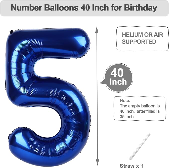 Numbers 4 Balloon 40Inch Navy Blue Balloons - Image 5