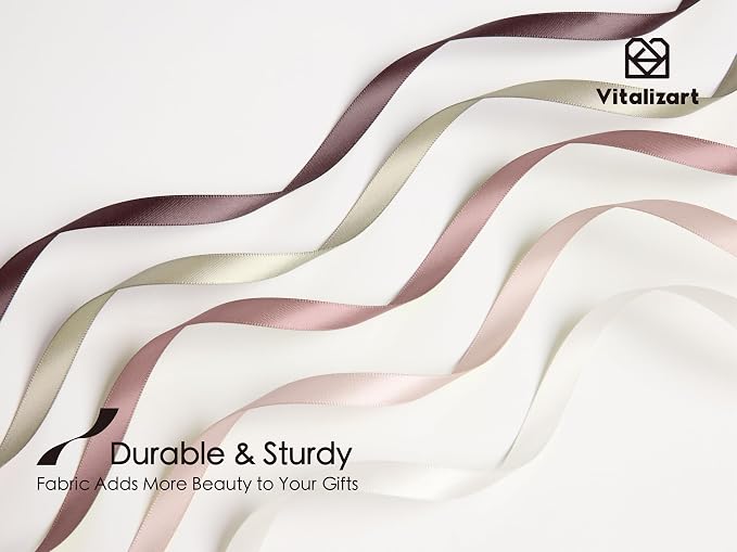 Vitalizart Nude & Pink Ribbons for Crafts 3/8" x 50Yds Double-Faced Satin | - Image 4