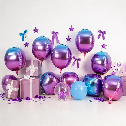 Gradient Purple Round Foil Balloons 9 pcs - Image 4