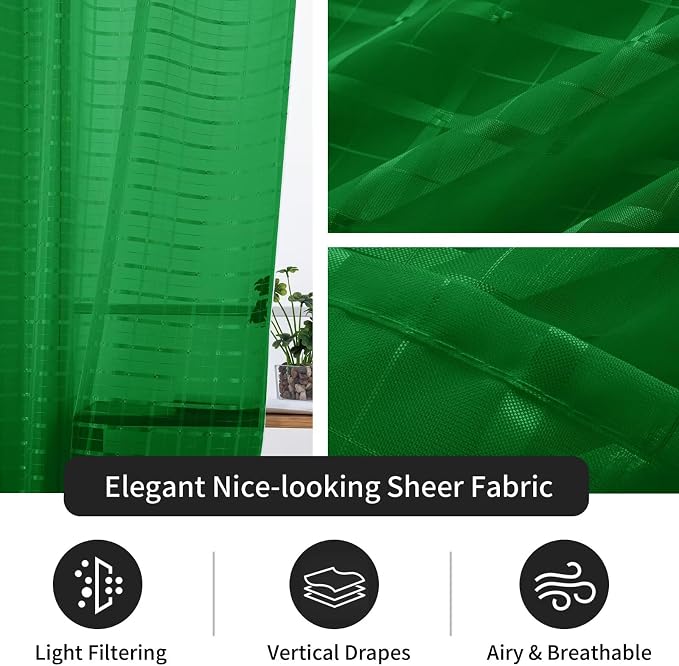 SpaceDresser Check Sheer Curtains 54 Inches Long - Image 4