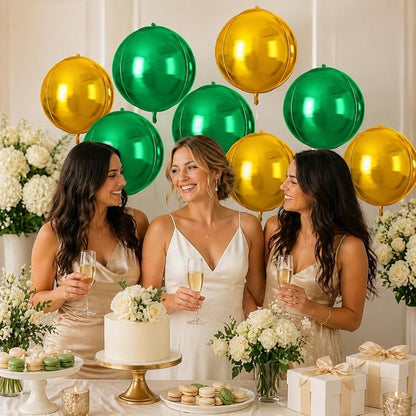 Green Gold Round Foil Balloons 9 pcs, Metallic Giant 4D Round Balloons 22 Inch - Image 4