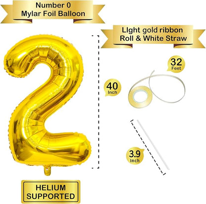 Gold Number Balloons Birthday Balloons - Image 2