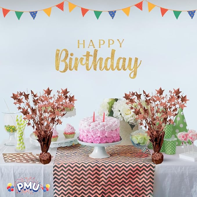 PMU Bursting Star Metallic Foil Spray Centerpiece- Metallic Rose Gold Balloon - Image 4