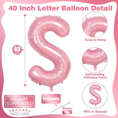 40 Inch Pastel Pink BIG SIS Letter Balloons, Pearl Pink BIG SIS Balloon Letters - Image 2