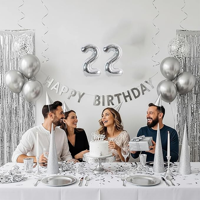 TONIFUL 20 Pcs Number Balloon 2 Set 16 Inch Silver 0-9 Numbers Balloons | Small - Image 6