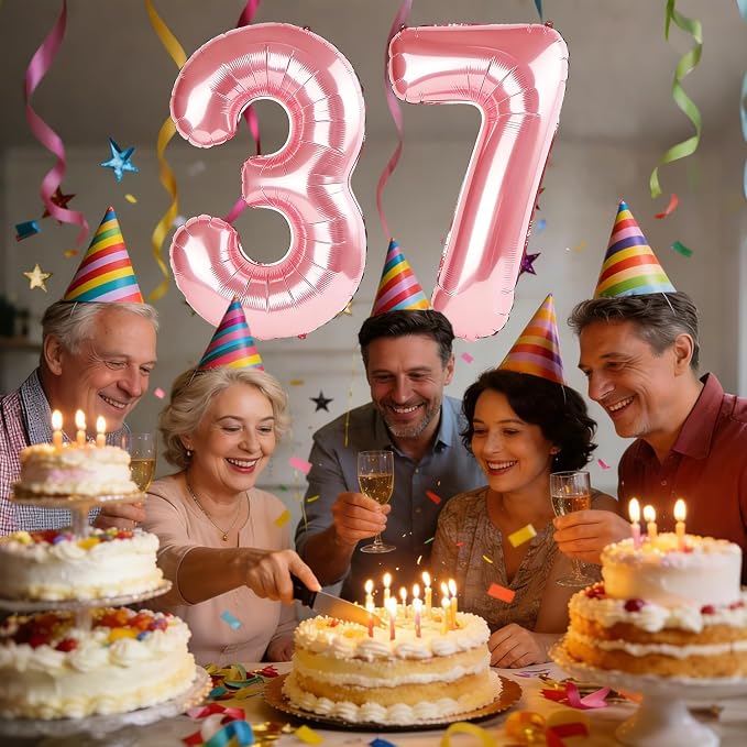 40 Inch Number 37 Balloons for 37th Birthday Party Decorations, 0-100 Jewelry - Image 2