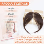 Benehair Clip on Bangs for Women Human Hair, Fake Bangs Clip Human hair, Middle Part Clip in Hair Extensions Hair Pieces with Temples for Daily Wear (Dark Brown)