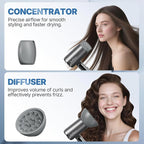 Hair Dryer 1800W Ionic Fast-Drying with Diffuser & Concentrator Nozzle for Curly Hair, Mini Blow Dryer with Compact Design, Foldable, Lightweight, Portable for Home & Travel