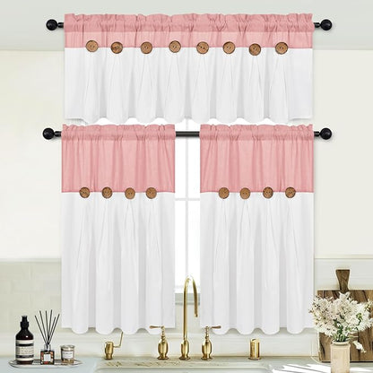 Farmhouse Kitchen Curtains 36 Inch Length, Rustic Cotton Linen Tier Curtains - Image 5