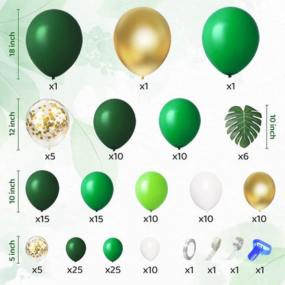Amandir 163Pcs Jungle Party Balloons Garland Arch Kit | Gold Green Balloons - Image 3