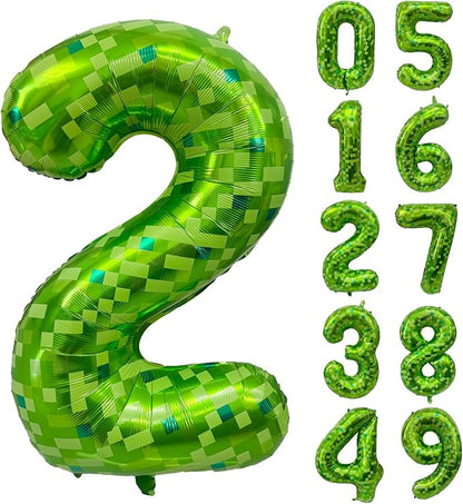 Green Number Balloons, Gaint Green Pixel Number 2 Balloon 40 Inch Dark green 2 by Yeodong