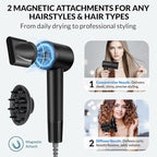 Hair Dryer, 110000 RPM High-Speed Blow Dryer with 300M Negative Ions & Magnetic Diffuser, Fast Drying for 1 Min, No Heat Damage, Lightweight & Low Noise for Curly Hair, Women & Men, Home & Travel
